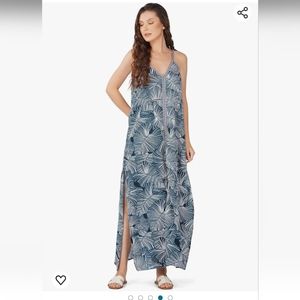Tropical Leaf Print Beach Coverup Maxi Dress NWT - M